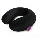 VIAGGI U Shape Round Memory Foam Soft Travel Neck Pillow for Neck Pain Relief Cervical Orthopedic Use Comfortable Neck Rest Pillow - Black